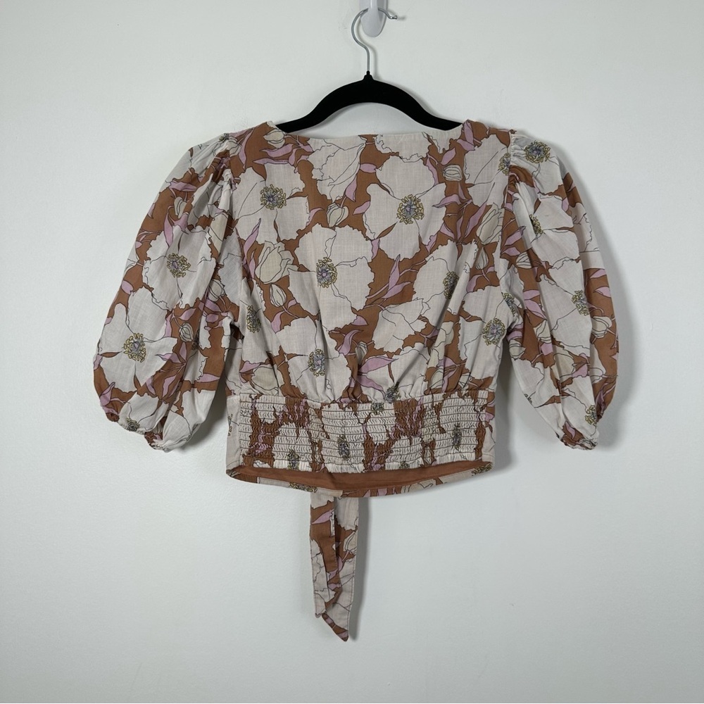 Abercrombie & Fitch Cropped Cotton Floral Blouse Size XS - Picture 2 of 7